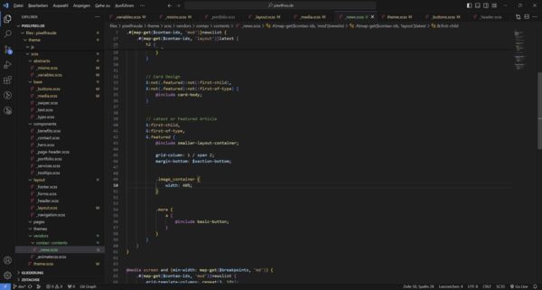Code-Editor für Sass, HTML, JS, Templates