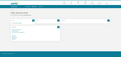 Desktopansicht der Webapp Extranet zur Pflege von Auktionsdaten