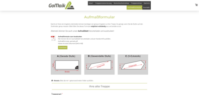 Desktopansicht eines Formulars der Website gomaik.de