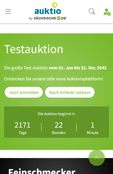 Mobile Ansicht der Webapp Auktio